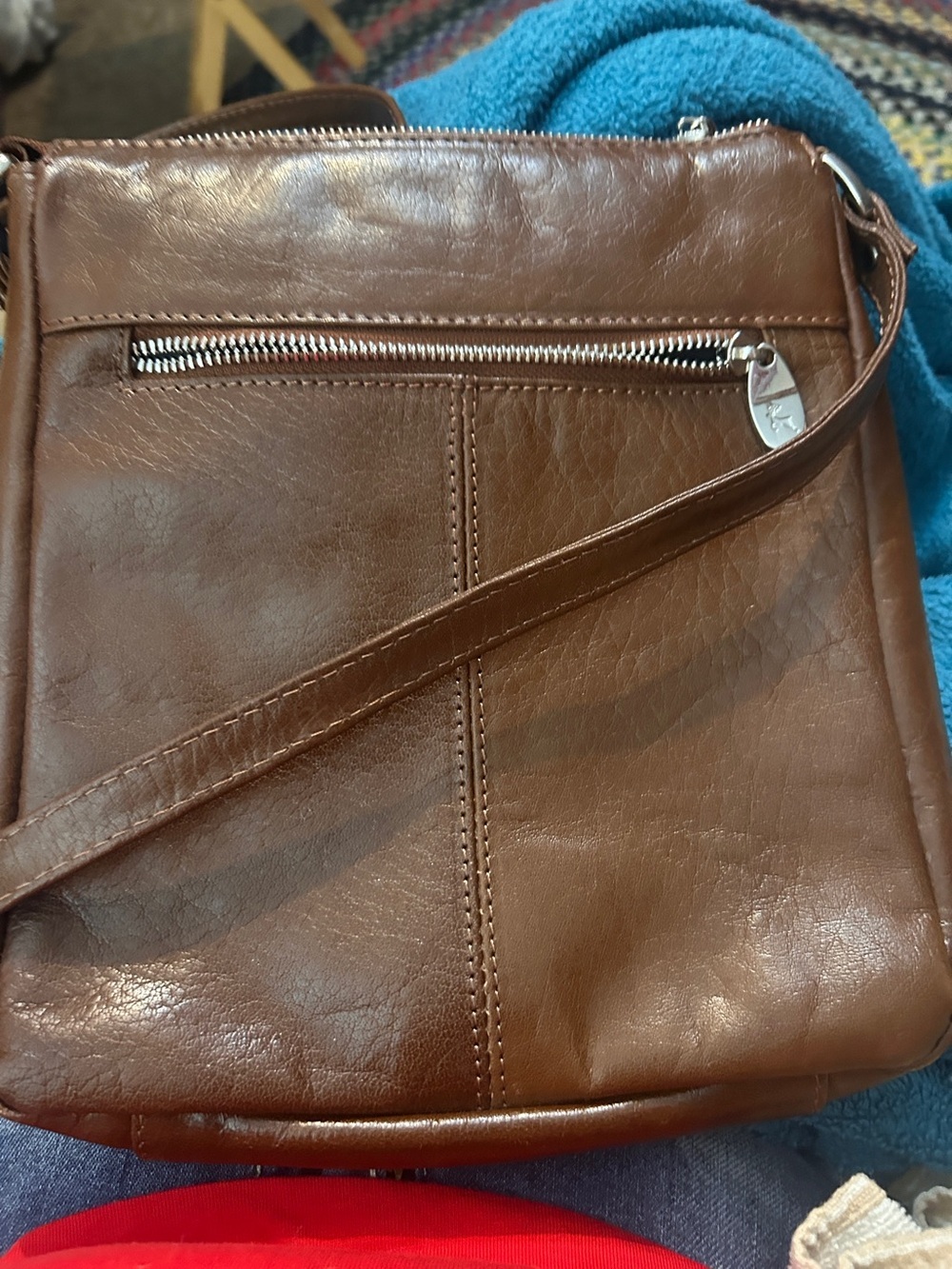 Ashwood Genuine Leather Brown Crossbody Bag Organizer Purse Multiple Zip Pockets - Picture 2 of 7